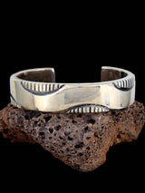 Vintage Navajo Heavy Gauge Sterling Silver Cuff Bracelet - PuebloDirect.com