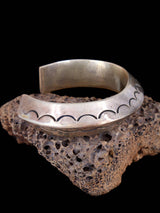 Vintage Estate Navajo Heavy Sterling Silver Triangle Cuff Bracelet - PuebloDirect.com