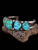 Vintage Estate Sterling Silver Turquoise Cuff Bracelet - PuebloDirect.com
