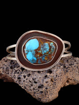 Vintage Southwest Sterling Silver Bisbee Turquoise Cuff Bracelet - PuebloDirect.com