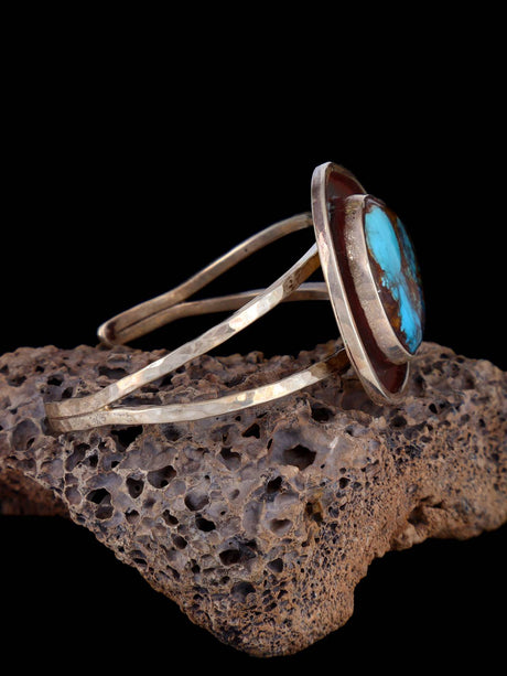 Vintage Southwest Sterling Silver Bisbee Turquoise Cuff Bracelet - PuebloDirect.com