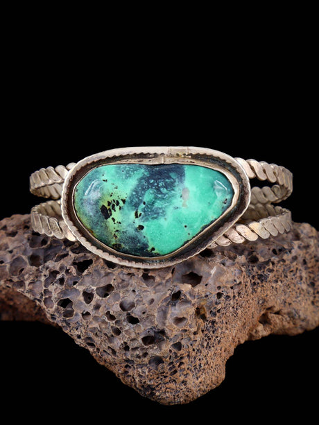 Vintage Estate Sterling Silver Turquoise Cuff Bracelet - PuebloDirect.com