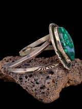 Vintage Estate Sterling Silver Malachite Cuff Bracelet - PuebloDirect.com