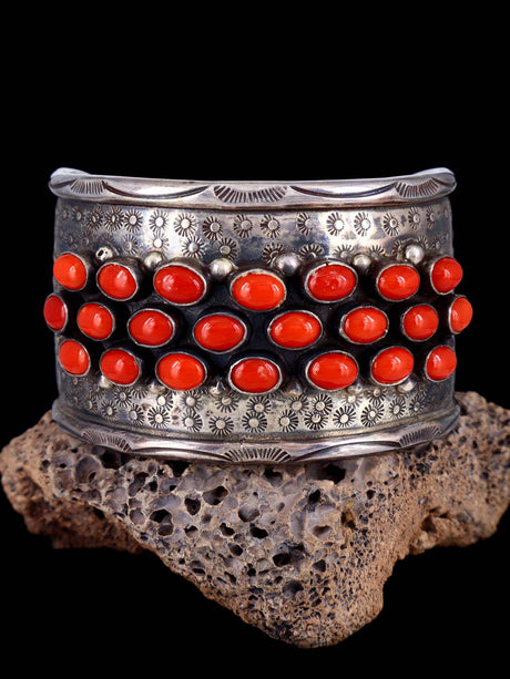 Vintage Estate Coral Cuff Bracelet - PuebloDirect.com