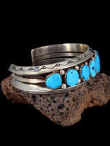Vintage Estate Sterling Silver Turquoise Cuff Bracelet - PuebloDirect.com
