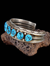 Vintage Estate Sterling Silver Turquoise Cuff Bracelet - PuebloDirect.com