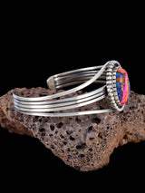 Navajo Compressed Turquoise and Spiny Oyster Sterling Silver Cuff Bracelet