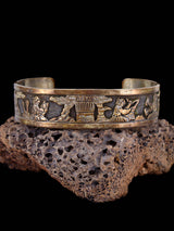 Vintage Navajo Sterling Silver Storyteller Overlay Cuff Bracelet