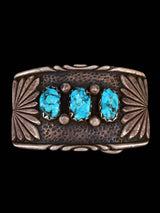 Vintage Native American Jewelry Sterling Silver Turquoise Belt Buckle