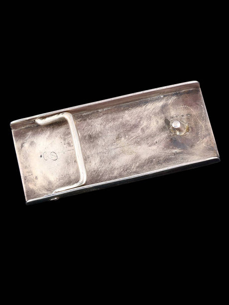 Vintage Southwest Sterling Silver Inlaid Ironwood and Abalone Belt Buckle - PuebloDirect.com