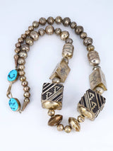 Vintage Native American Handmade Sterling Silver Bead Necklace - PuebloDirect.com
