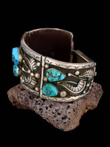 Estate Navajo Jewelry Heavy Turquoise Sterling Silver Watch - PuebloDirect.com