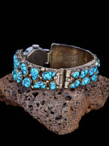 Estate Vintage Navajo Jewelry Kingman Turquoise Sterling Silver Watch - PuebloDirect.com