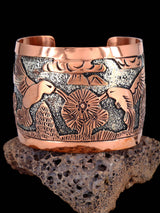 Navajo Copper Pueblo Hummingbird Cuff Bracelet - PuebloDirect.com