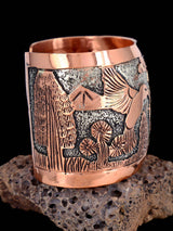 Navajo Copper Pueblo Hummingbird Cuff Bracelet - PuebloDirect.com