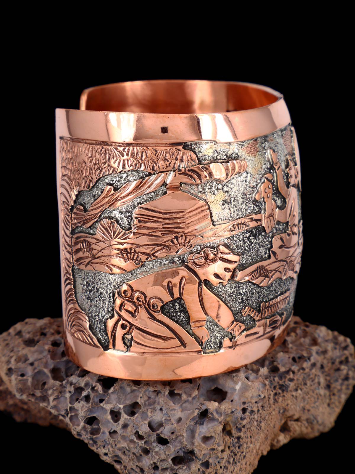 Navajo Copper Pueblo Storyteller Cuff Bracelet - PuebloDirect.com