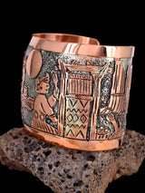 Navajo Copper Pueblo Storyteller Cuff Bracelet - PuebloDirect.com