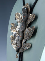 Vintage Jewelry Large Sterling Silver Snake On Leaf Bolo Tie