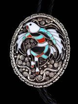 Old Zuni Inlay Jewelry Sterling Silver Dancing Eagle Bolo and Buckle Set