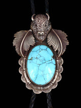 Vintage Estate Jewelry Sterling Silver Cloud Mountain Turquoise Bolo Tie