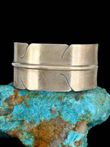 Estate Isleta Pueblo Sterling Silver Feather Cuff Bracelet