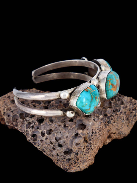Vintage Native American Nevada Turquoise Sterling Silver Cuff Bracelet