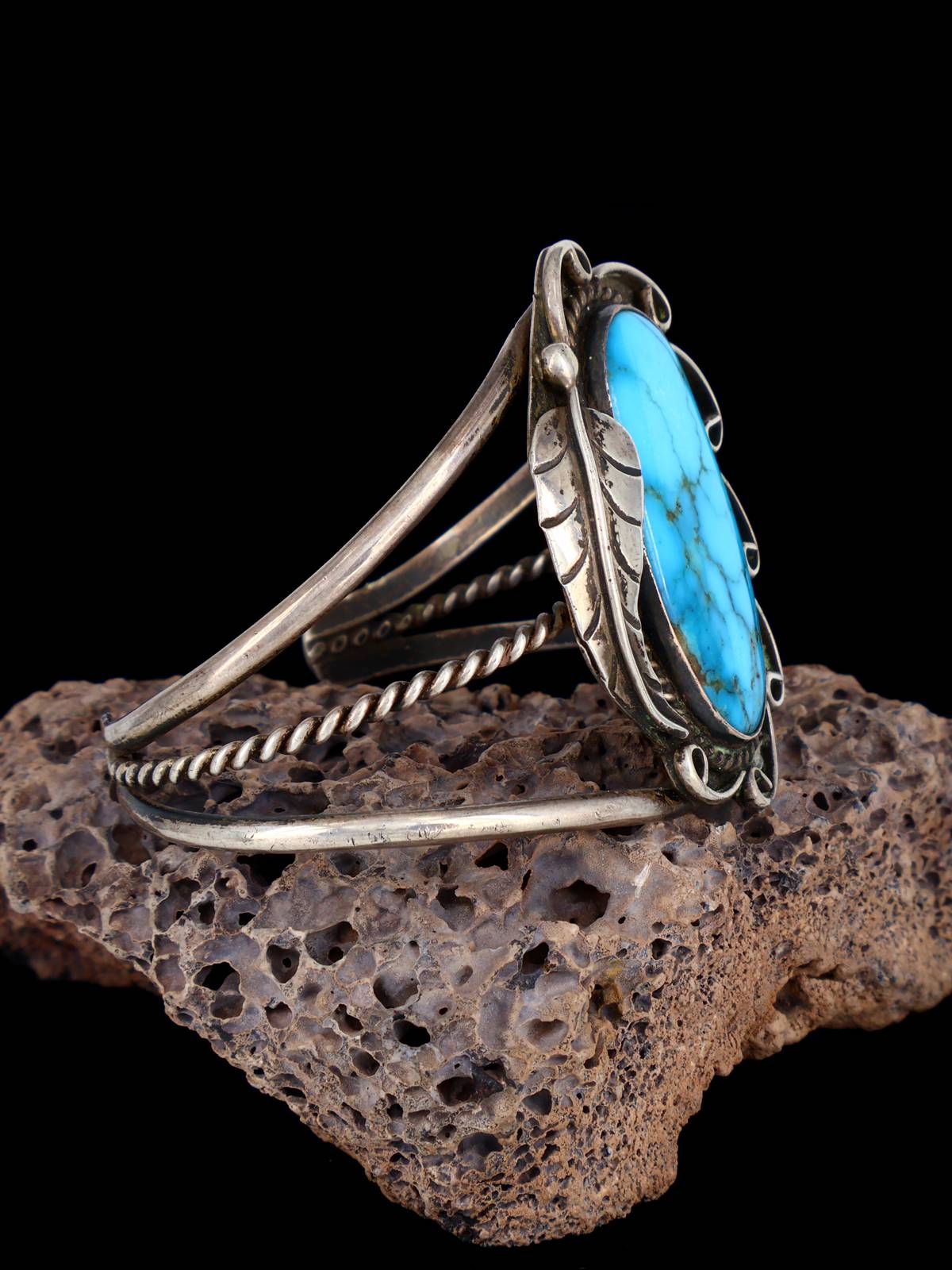 Vintage Native American Turquoise Sterling Silver Cuff Bracelet