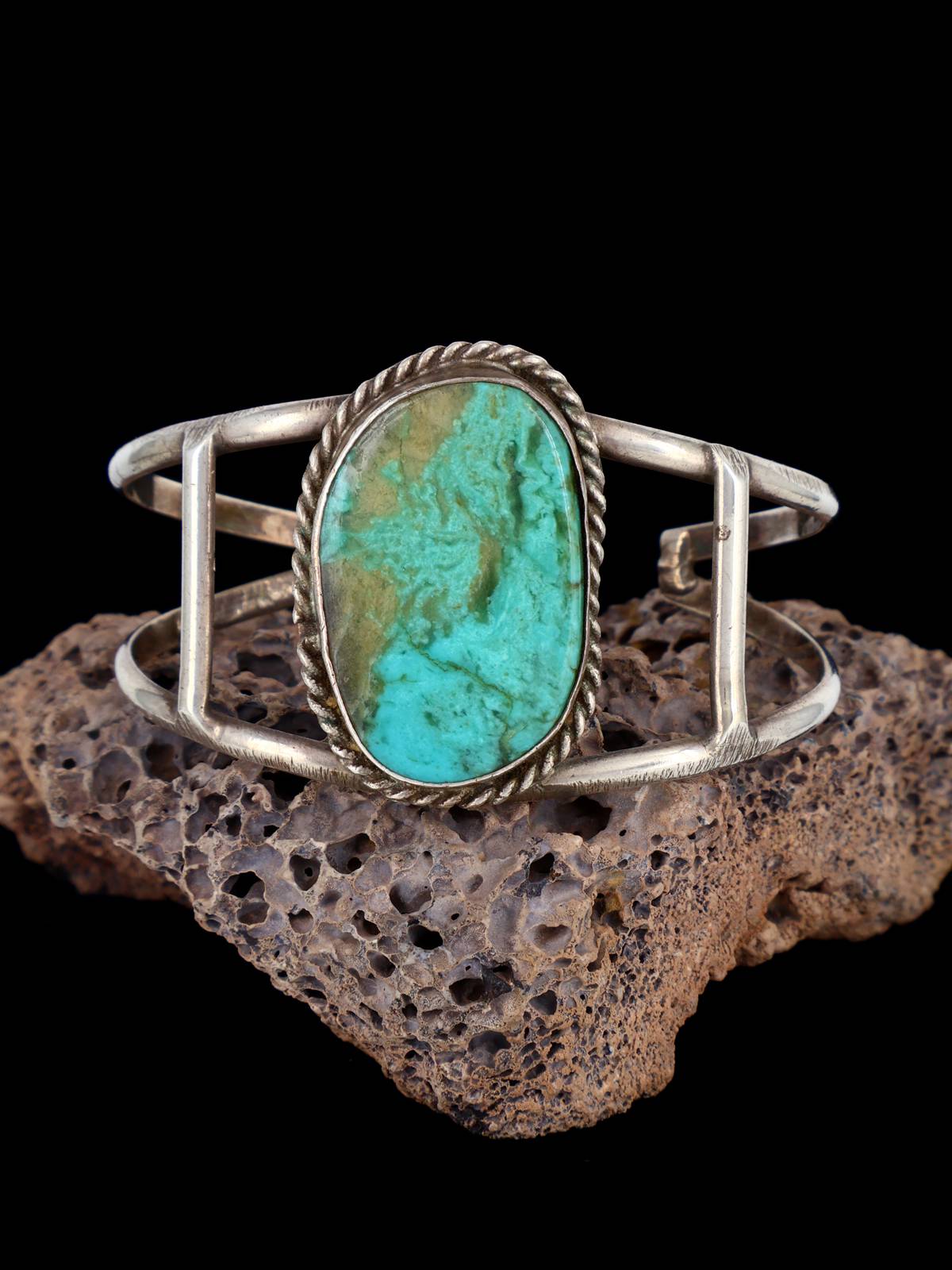 Vintage Native American Turquoise Sterling Silver Cuff Bracelet