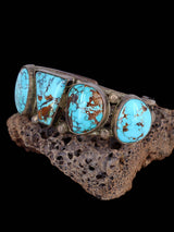 Vintage Native American Nevada Turquoise Sterling Silver Cuff Bracelet