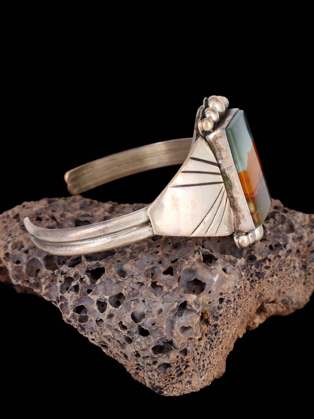 Estate Native American Jewelry Owyhee Jasper Cuff Bracelet - PuebloDirect.com