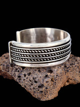 Heavy Native American Sterling Silver Twisted Rope Cuff Bracelet