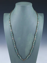 Vintage Native American Sterling Silver Needlepoint Turquoise Hand Made Chain