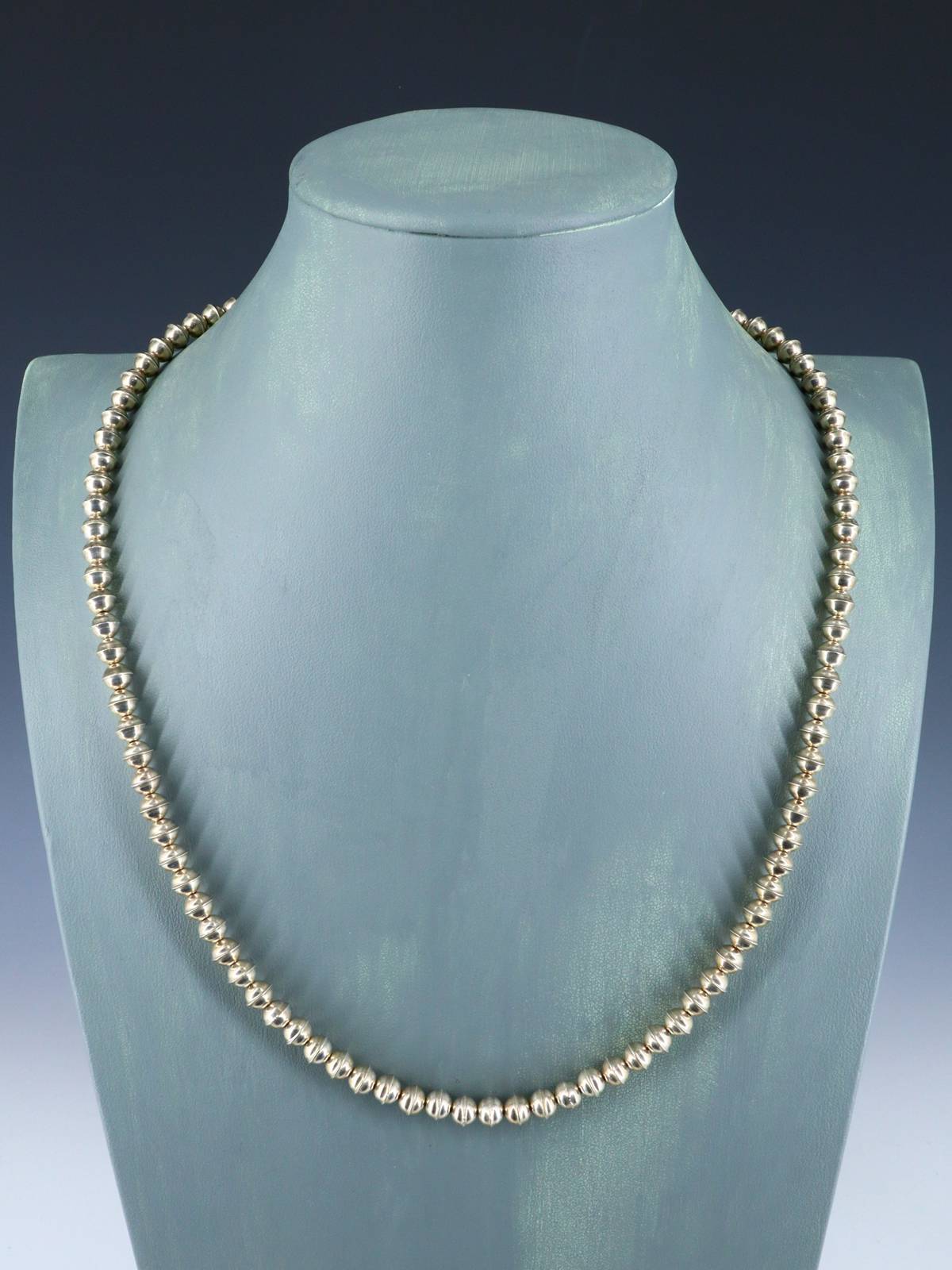 Estate Sterling Silver 6mm Bench Bead Necklace