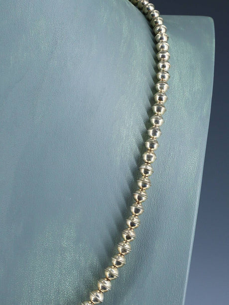 Estate Sterling Silver 6mm Bench Bead Necklace