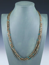Vintage Ten Strand Sterling Silver Twisted Liquid Silver Turquoise Beaded Necklace
