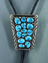 Vintage Estate Jewelry Sterling Silver Kingman Turquoise Bolo Tie