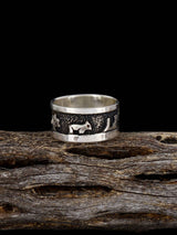Estate Sterling Silver Storyteller Overlay Ring, Size 5 3/4