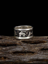 Estate Sterling Silver Storyteller Overlay Ring, Size 5 3/4