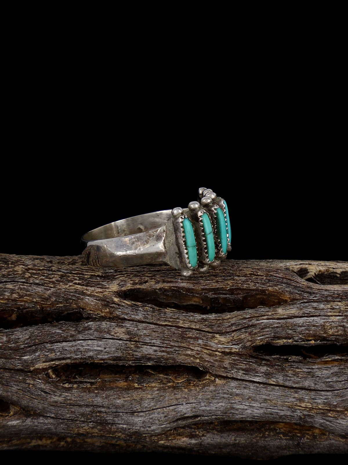Vintage Native American Zuni Turquoise Sterling Silver Ring, Size 6 1/2