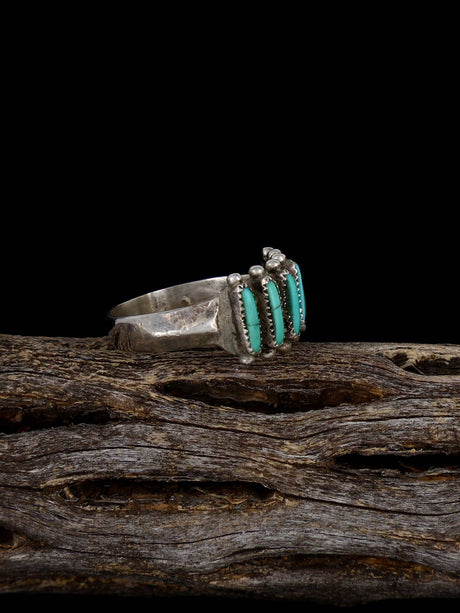 Vintage Native American Zuni Turquoise Sterling Silver Ring, Size 6 1/2