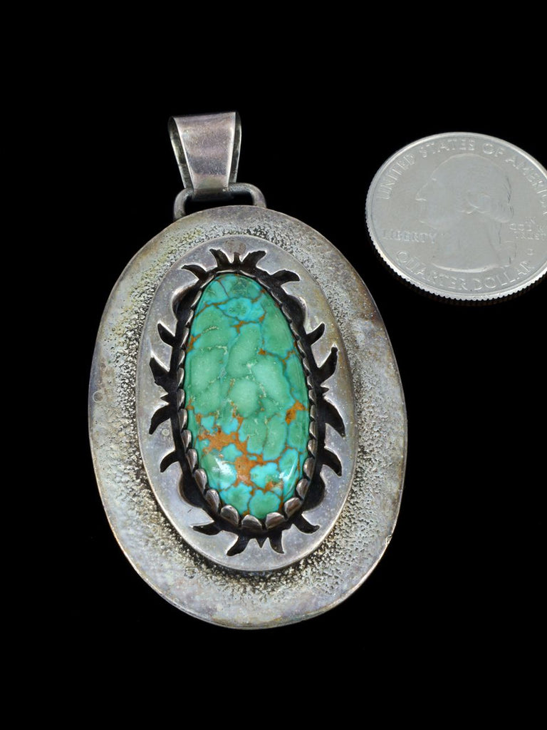 Estate Indian Jewelry Sterling Silver Turquoise Pendant - PuebloDirect.com