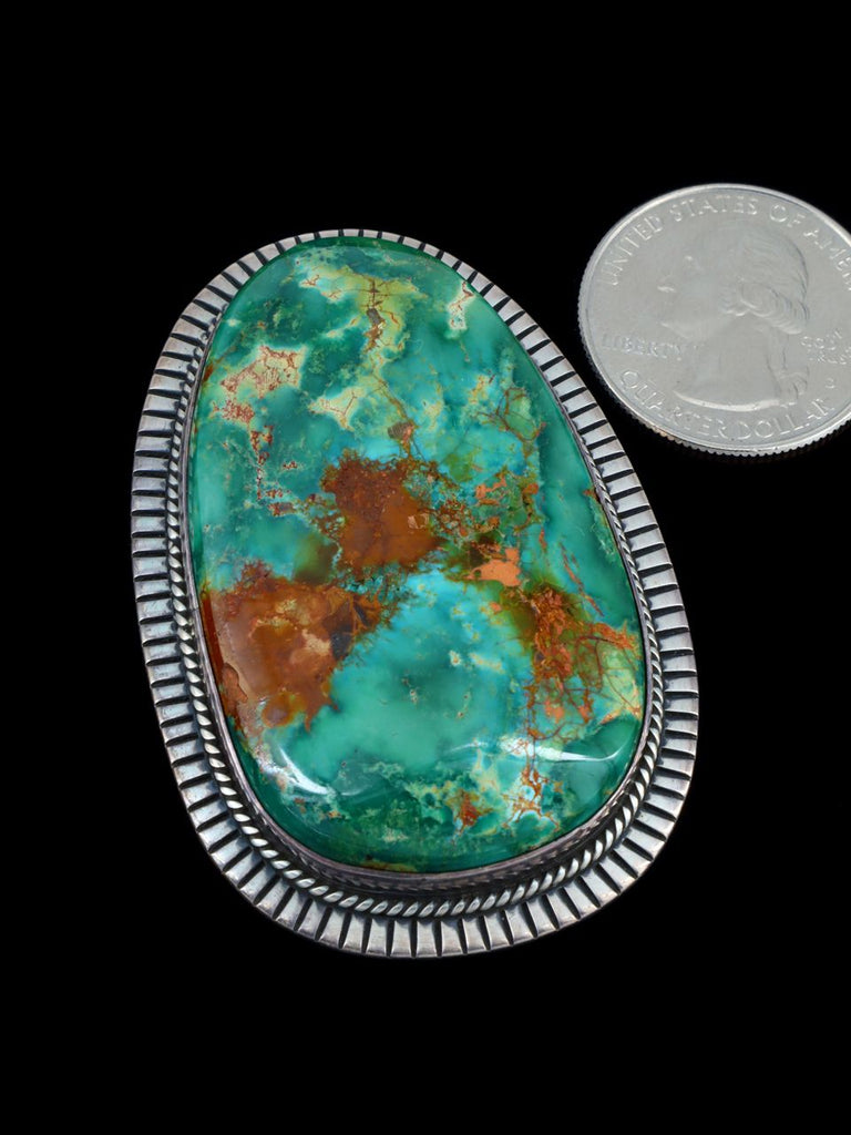 Native American Royston Turquoise Sterling Silver Pin Pendant - PuebloDirect.com