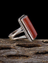 Estate Old Sterling Silver Petrified Wood Ring, Size 8.5