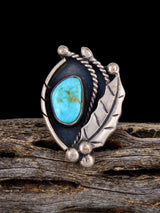 Vintage Native Sterling Silver Turquoise Ring, Size 6.5 - PuebloDirect.com