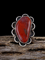 Estate Old Sterling Silver Petrified Wood Ring, Size 6.5