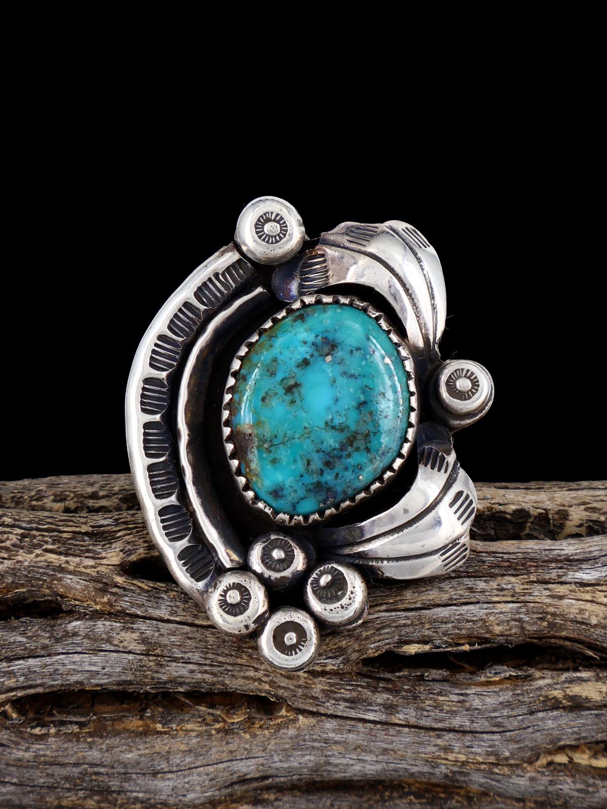 Vintage Navajo Sterling Silver Turquoise Ring, Size 6 