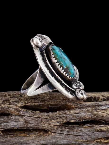 Bague incrustée d’argent sterling Zuni amérindien vintage, taille 5,5