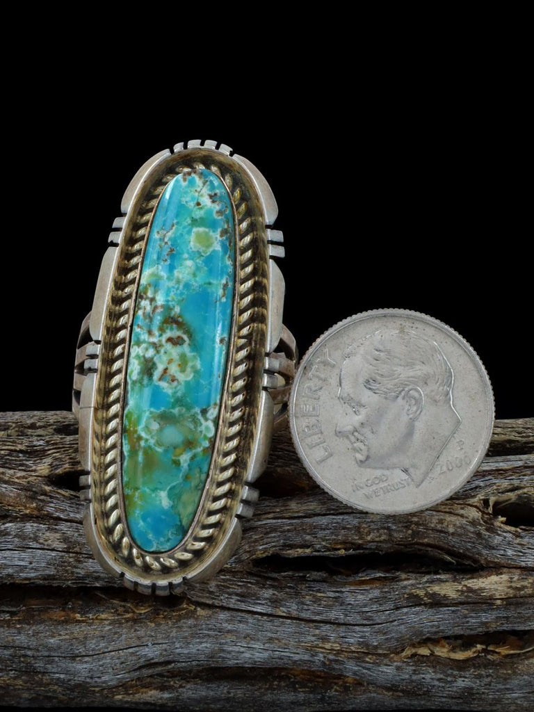 Estate Native American Sterling Silver Turquoise Ring, Size 8 - PuebloDirect.com