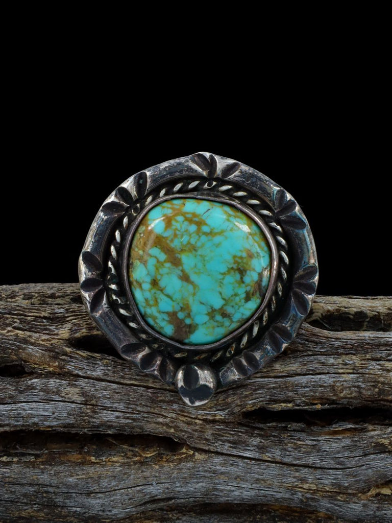 Estate Native American Sterling Silver Turquoise Ring, Size 8 1/2 - PuebloDirect.com