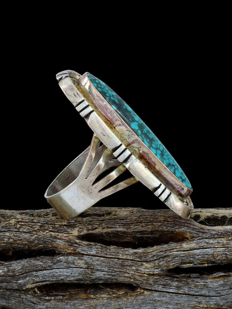 Estate Native American Sterling Silver Turquoise Ring, Size 7 1/2 - PuebloDirect.com